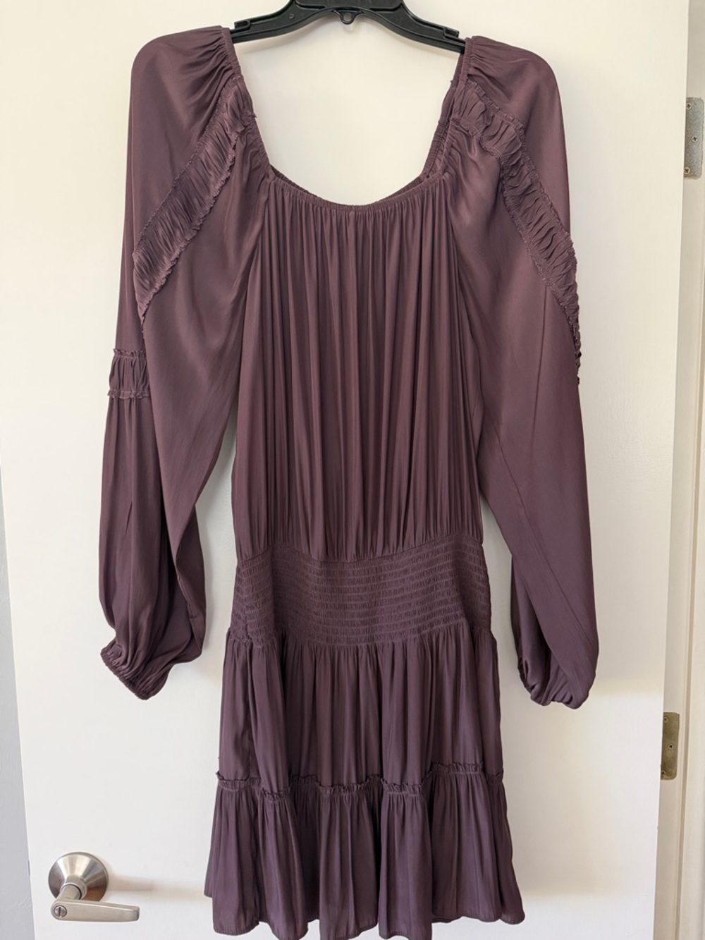 Ramy Brook Dusty Mauve Long Sleeve Tiered  Dress